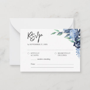 BUDGET Rustic Elegant Dusty Blue Flowers RSVP Card
