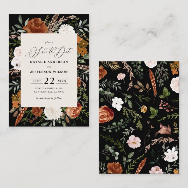 budget rustic elegant modern wedding save the date card (Front/Back)