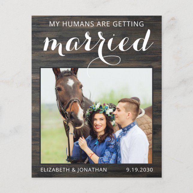 Budget Rustic Equine Wedding Horse Save The Date (Front)