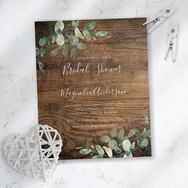 BUDGET Rustic Eucalyptus Bridal Shower Invitation (Creator Uploaded)