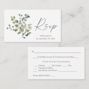 Budget Rustic Eucalyptus Duo 2SM Meal RSVP Enclosure Card