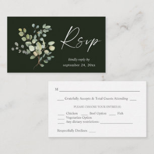 Budget Rustic Eucalyptus Duo 2SM Meal RSVP - Green Enclosure Card