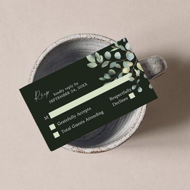 Budget Rustic Eucalyptus Duo 2SM No Meal RSVP - GR Enclosure Card (Creator Uploaded)