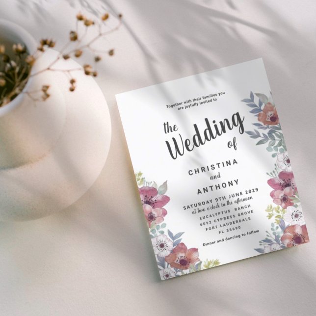 Budget Rustic Eucalyptus Floral Wedding Invitation (Creator Uploaded)