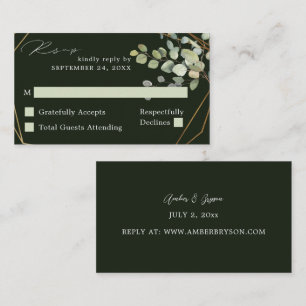 Budget Rustic Eucalyptus & Gold SM No Meal RSVP G2 Enclosure Card