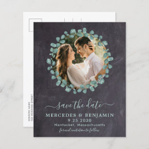 Budget Rustic Eucalyptus Photo Save The Date Card