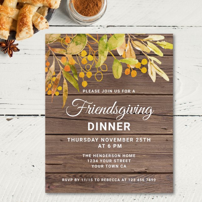 Budget Rustic Fall Leaves Thanksgiving Invitation (Creator Uploaded)