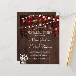 Budget rustic fall rehearsal dinner invitation