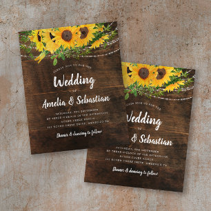 BUDGET Rustic Fall Sunflower Wedding Invitation