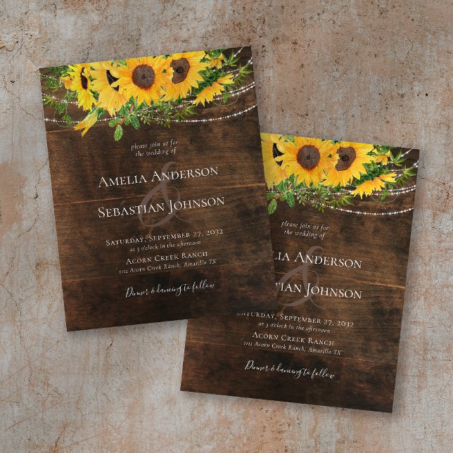 BUDGET Rustic Fall Sunflower Wedding Invitation (Creator Uploaded)