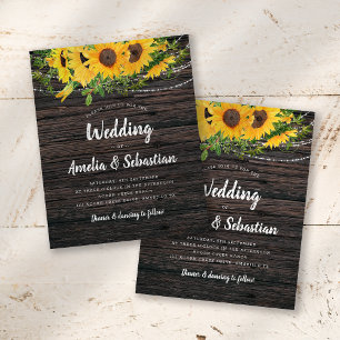 BUDGET Rustic Fall Sunflower Wedding Invitation