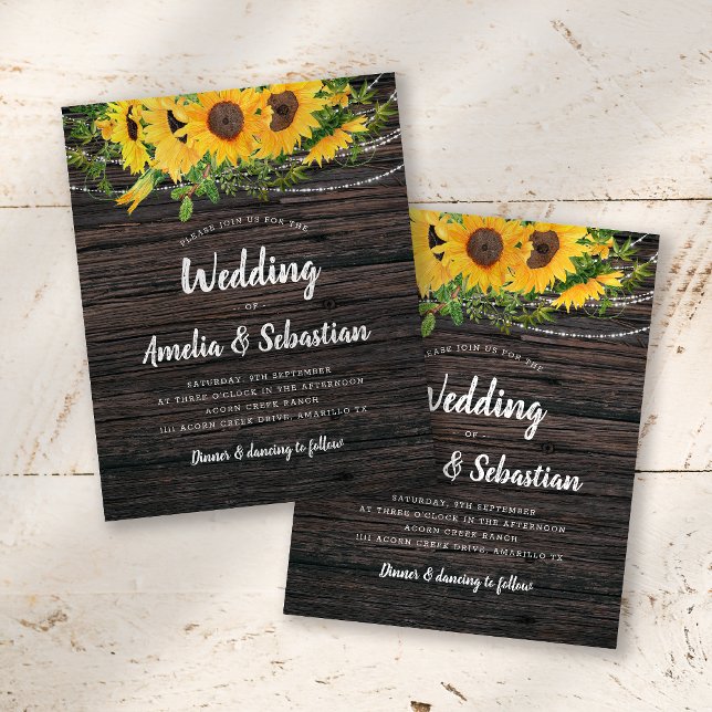BUDGET Rustic Fall Sunflower Wedding Invitation (Creator Uploaded)