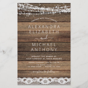 Budget Rustic Farmhouse String Lights Lace Wedding