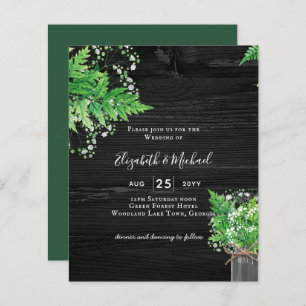 BUDGET Rustic Ferns Greenery Chic Wedding Invite