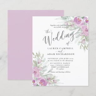Budget Rustic Floral Pink Wedding Invitation
