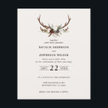 budget Rustic floral stag antlers wedding invite<br><div class="desc">Rustic floral and stag antlers wedding invite. With beautiful watercolor details. This modern wedding invite is sure to set the style for your big day.</div>