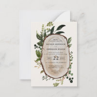 budget Rustic Foliage Farmhouse Wedding invitation