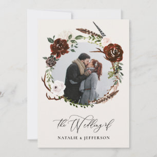 budget Rustic foliage wedding invitation