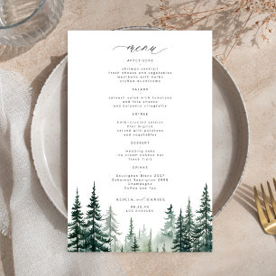 Budget rustic forest pine trees wedding menu 