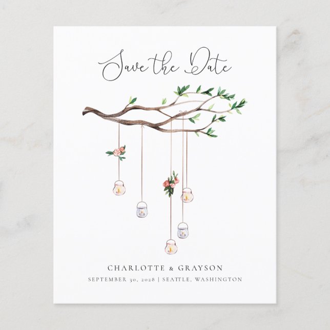 Budget Rustic Forest Save the Date Invitation Flyer (Front)