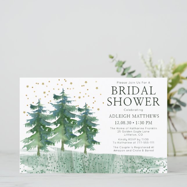 Budget Rustic Forest Watercolor Bridal Shower (Standing Front)