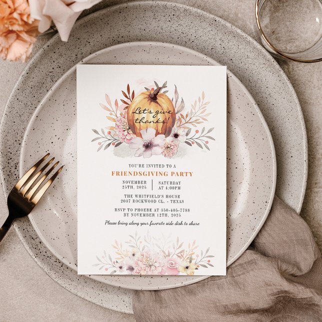 Budget Rustic Friendsgiving Floral Fall Pumpkin (Creator Uploaded)