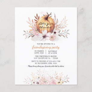 Budget Rustic Friendsgiving Floral Fall Pumpkin Flyer