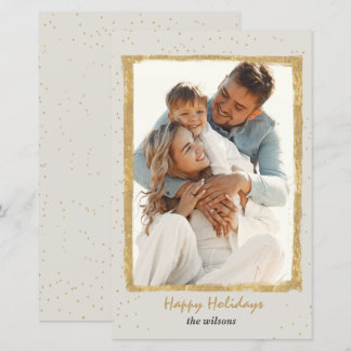 Budget Rustic Gold Frame Photo Holiday Card