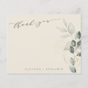 Budget Rustic Gold Greenery Wedding Thank You Card