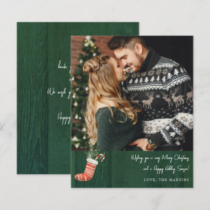 Budget Rustic Green Wood & Christmas Stocking Note