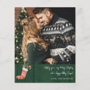 Budget Rustic Green Wood & Christmas Stocking Note Flyer