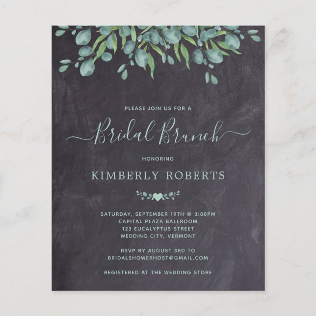 Budget Rustic Greenery Bridal Brunch Invitation (Front)