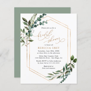 Budget Rustic Greenery Bridal Shower Invitation