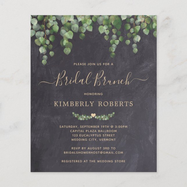 Budget Rustic Greenery Bridal Shower Invitation (Front)