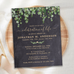 Budget Rustic Greenery Celebration Of Life Invite