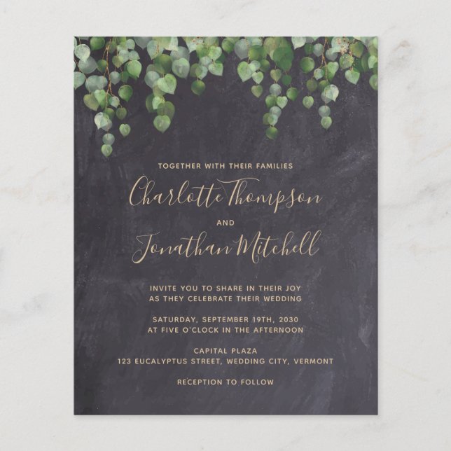 Budget Rustic Greenery Foliage Wedding Invitation (Front)