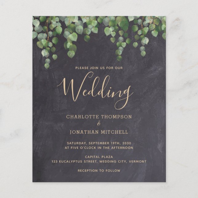 Budget Rustic Greenery Leaves Wedding Invitation (Front)