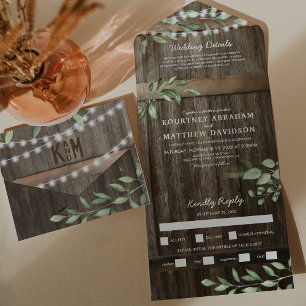 Budget Rustic Greenery Wedding All In One Invitation