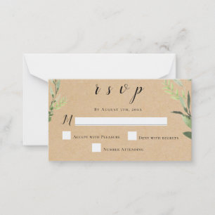 Budget Rustic Greenery Wedding RSVP Response Cards
