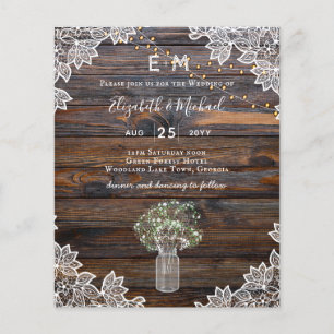BUDGET Rustic Gypsophila Lights Mason Jars Invite
