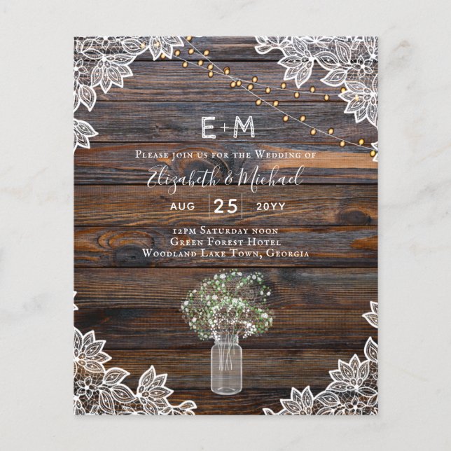 Budget Rustic Gypsophila Mason Jar Wedding (Front)