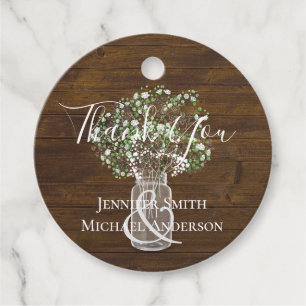 Budget Rustic Gypsophila Mason Jar Wedding Favour Tags