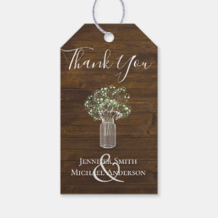 Budget Rustic Gypsophila Mason Jar Wedding Gift Tags