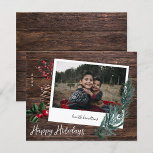 Budget Rustic Happy Holidays Wood & Instant Photo