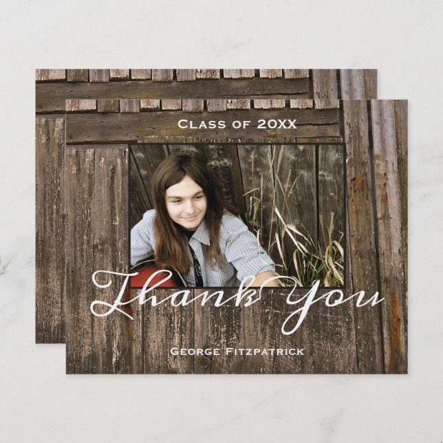 Budget Rustic High School Graduation Thank You (Front/Back)