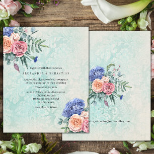 Budget Rustic Hydrangeas on Faded Green Wedding Flyer