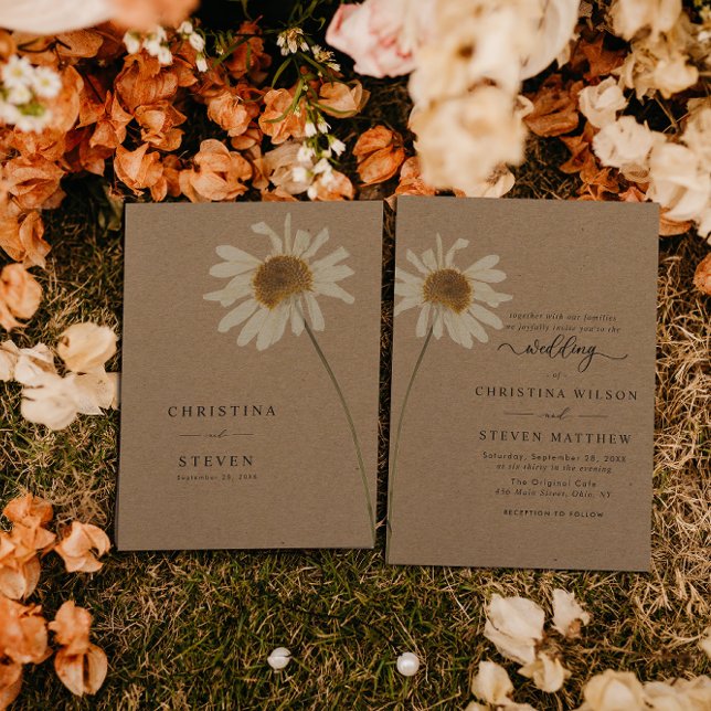 Budget Rustic Kraft Dried Sunflower Wedding Invitation (Creator Uploaded)