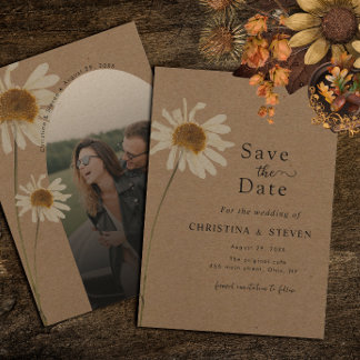 Budget Rustic Kraft Dried Sunflower Wedding Photo Save The Date