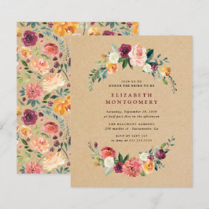 Budget Rustic Kraft Floral Wreath Bridal Shower