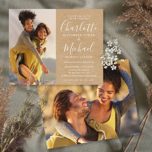 Budget Rustic Kraft Photos Wedding Invitation
